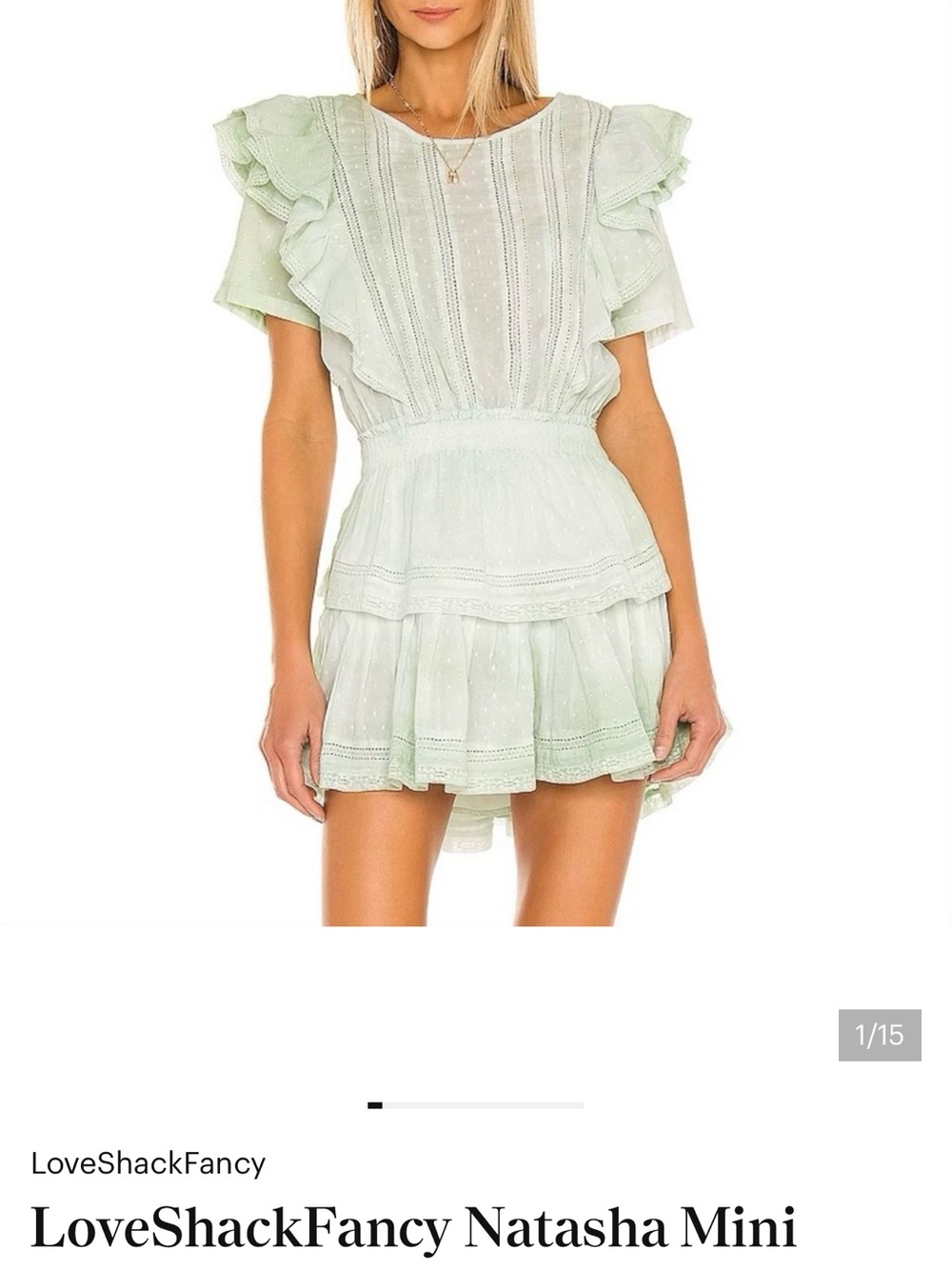 LoveShackFancy Mint Green Ruffle Tiered Mini Dress